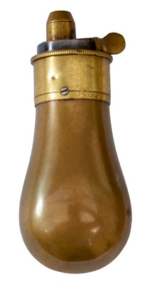 Lot A SMALL SIZED POWDER FLASK FOR A PAIR OF MUFF PISTOLS
