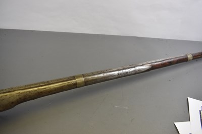 Lot 160 - A 19TH CENTURY 20-BORE ARABIAN MATCHLOCK LONGGUN, POSSIBLY OMAN