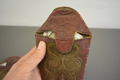 Lot 76 - A PAIR OF 19TH CENTURY TURKISH OR OTTOMAN EMBROIDERED SLIPPERS