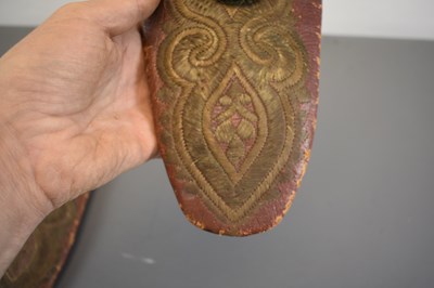 Lot 76 - A PAIR OF 19TH CENTURY TURKISH OR OTTOMAN EMBROIDERED SLIPPERS