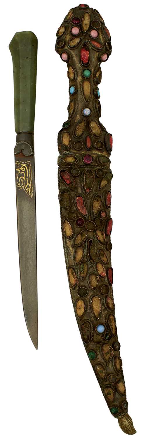 Lot 75 - AN OTTOMAN JADE HILTED KARD
